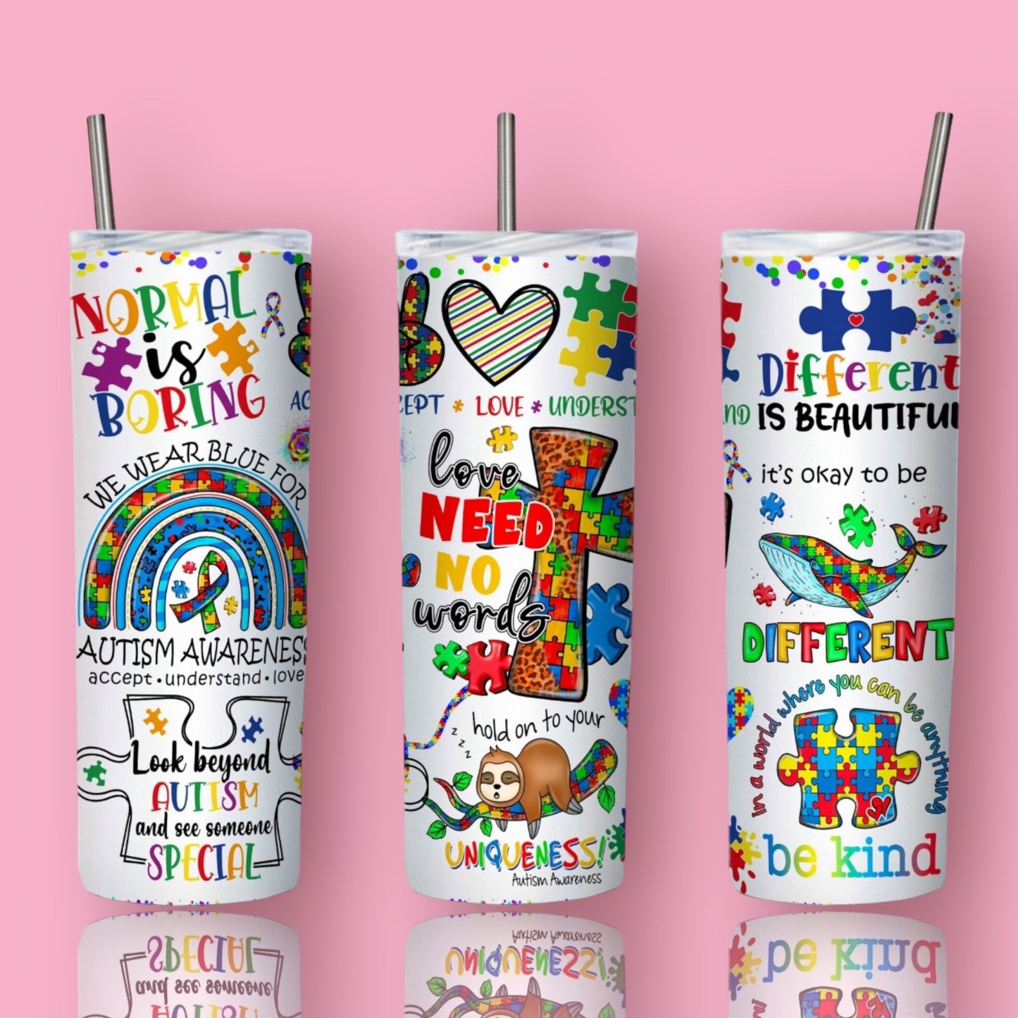 20 oz skinny Autism Tumbler